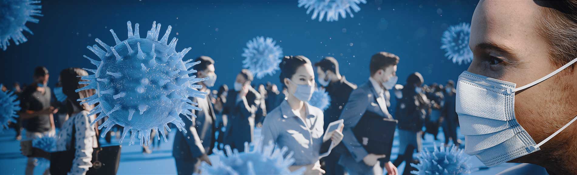 Study of the transmission of flu viruses through the air